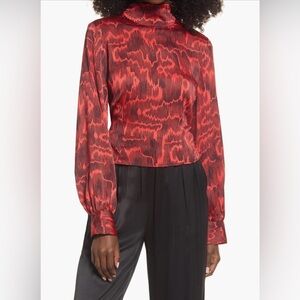 Open Edit Red Patterned Women's Top